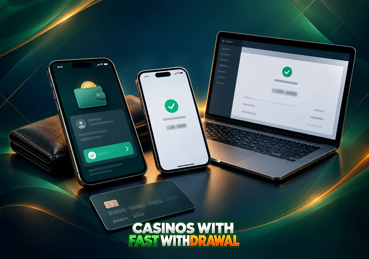 Payment screens glow on phone and laptop beside a bank card